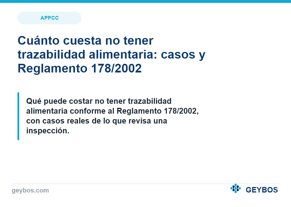 Cuánto cuesta no tener trazabilidad alimentaria: casos y Reglamento 178/2002