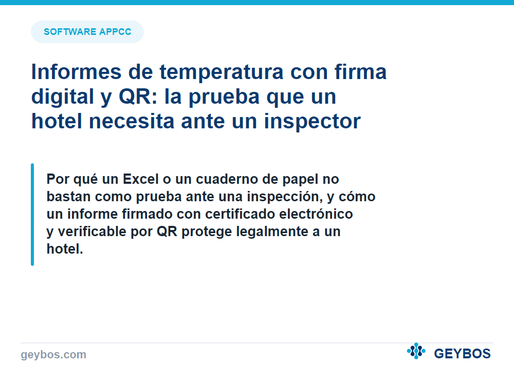 Informes de temperatura con firma digital y QR: la prueba que un hotel necesita ante un inspector