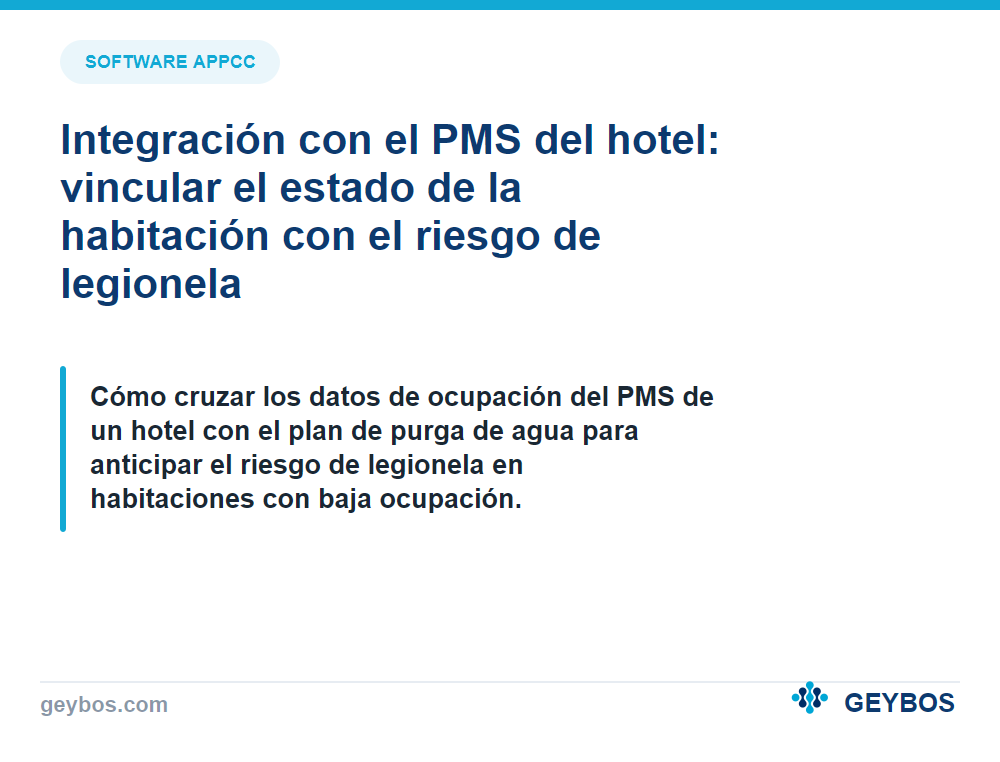 Integración con el PMS del hotel: vincular el estado de la habitación con el riesgo de legionela